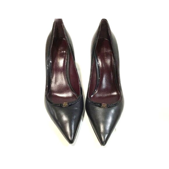 Tory Burch Double T Buckle Pointed Toe Kitten Heel Pumps Women's 6.5M Excellent - Picture 3 of 7